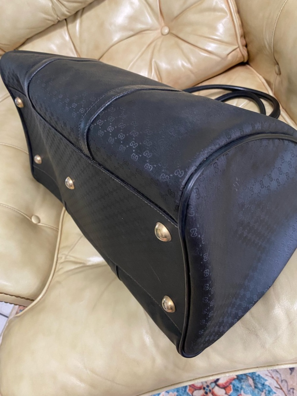 XL Gucci Travel Bag Duffel Micro GG Monogram Black Unisex Luggage Satchel - Picture 12 of 17